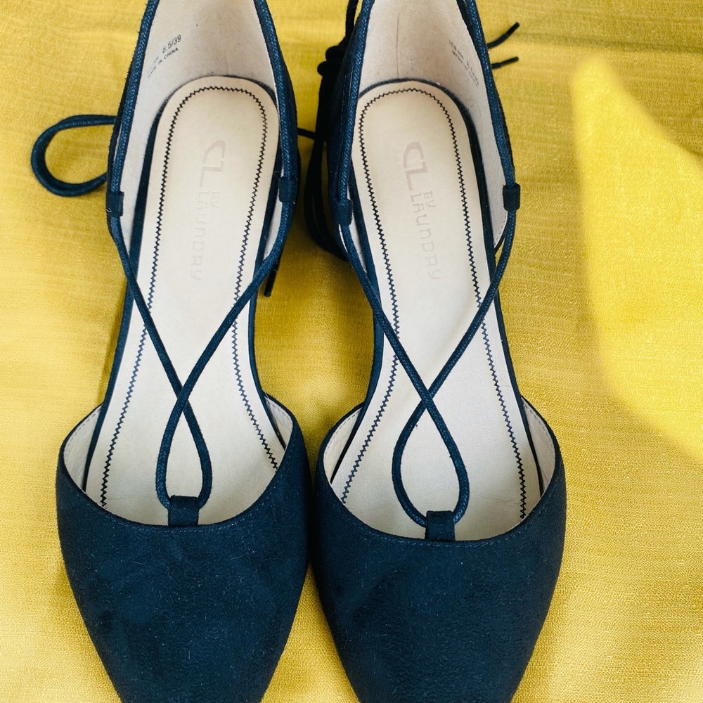 Black lace up flats